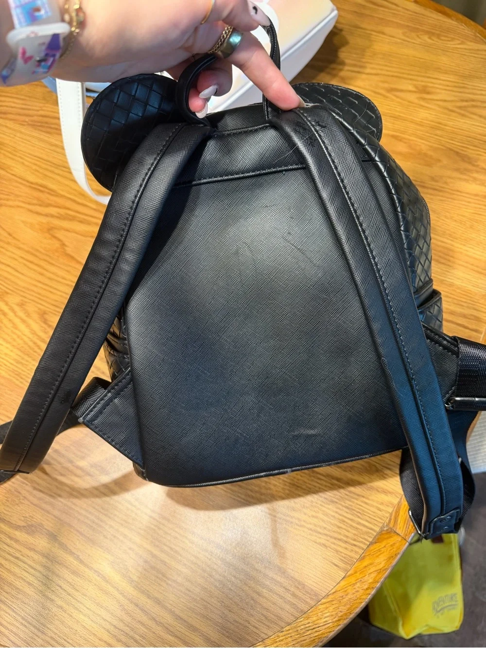 Black Woven Leather Mini Backpack with Ear Detail - Loungefly